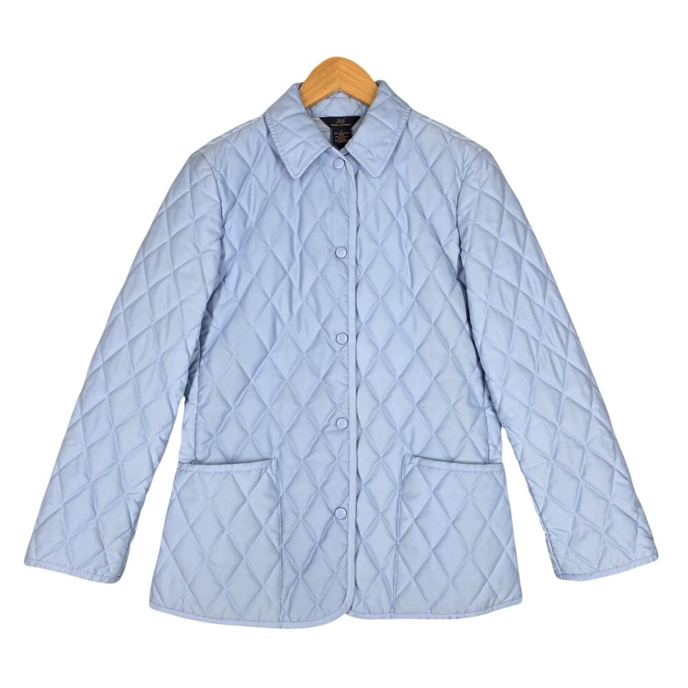 BROOKS BROTHERS 346 QUILTED JACKET – WOMEN’S SIZE 4 – LIGHT BLUE DIAMOND STITCH